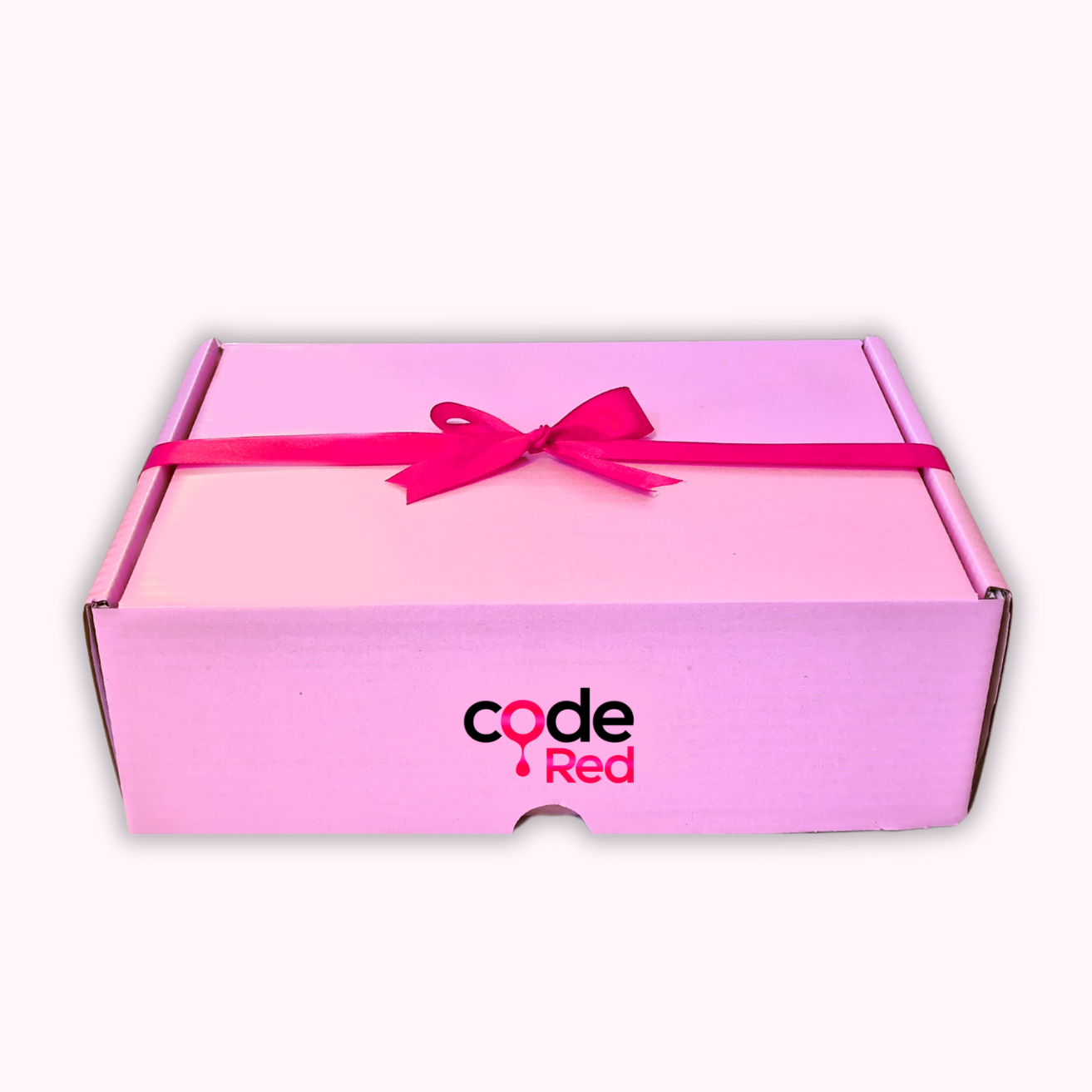 Code Red Period Products My First period Kit In a Pink Box with bright pink ribbon